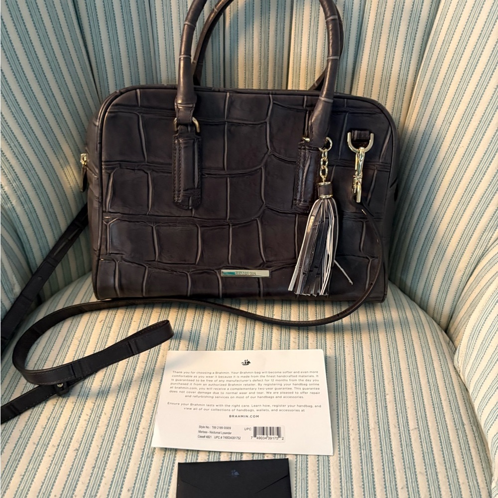 Brahmin Nocturnal Lysander Croc-Embossed Satchel